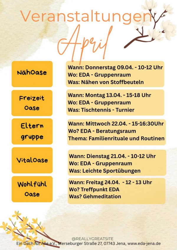 Veranstaltungen April 2026