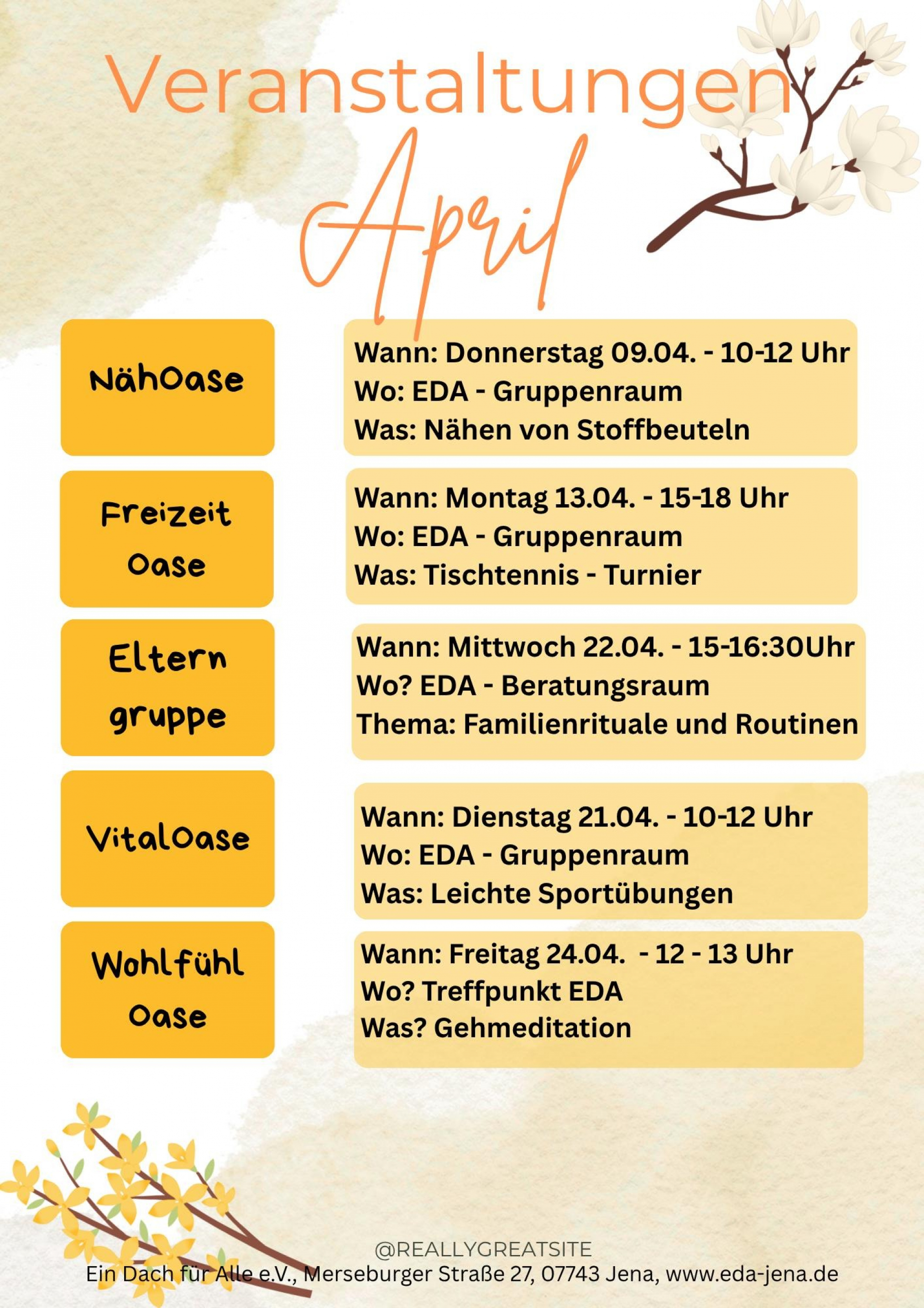 Veranstaltungen April 2026